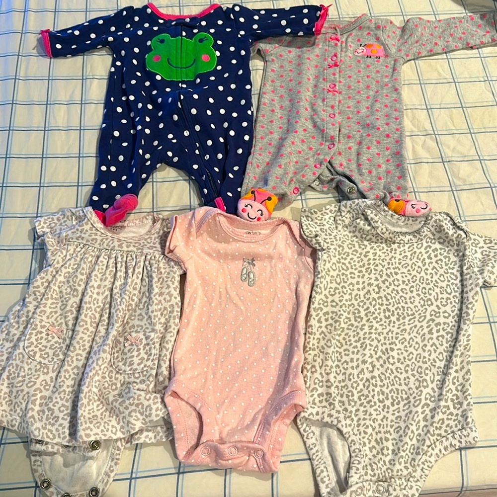 Five Carters newborn onesies